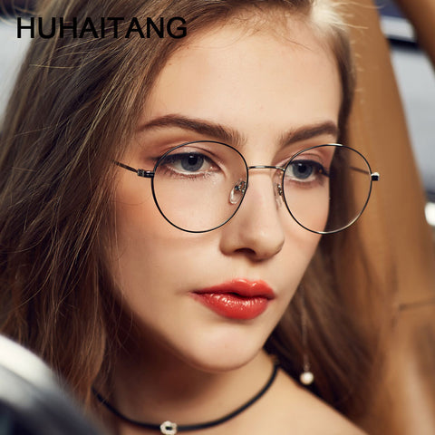 HUHAITANG Round Nearsight Glasses Women Luxury Brand Anti Blue Light Computer Eye Glasses Frames For Men Clear Myopia Eyeglasses