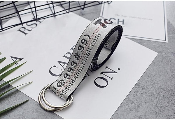 Fashion Belt 100-200cm Street Style Canvas Men's Belt Industrial Letters Canvas Belts Women Men Punk Embroidery Waist Strap