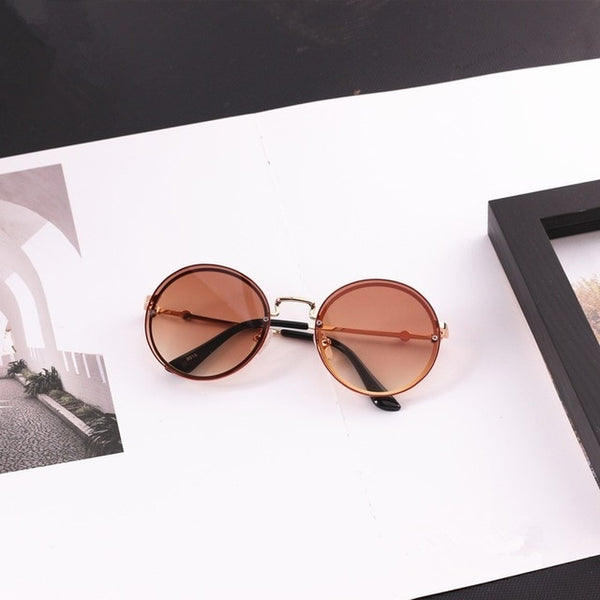 Luxury Child Kids Sunglasses Round Metal Frameless Sunglasses High Quality Children Sunglasses for Boys Girls Baby Oculos