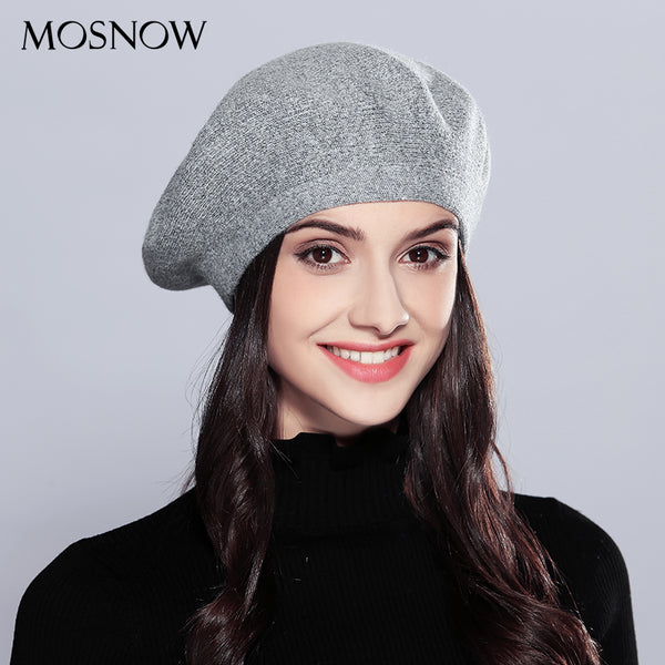 Wool Women's Winter Hats Elegant New High Quality 2019 Fashion Autumn Winter Shining Knitted Berets Hats Caps  #MZ727