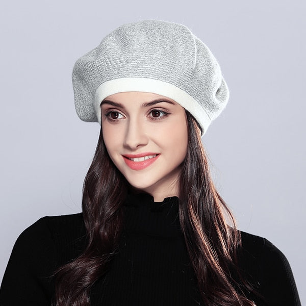 Wool Women's Winter Hats Elegant New High Quality 2019 Fashion Autumn Winter Shining Knitted Berets Hats Caps  #MZ727