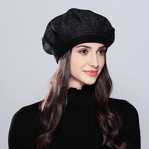 Wool Women's Winter Hats Elegant New High Quality 2019 Fashion Autumn Winter Shining Knitted Berets Hats Caps  #MZ727