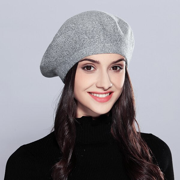 Wool Women's Winter Hats Elegant New High Quality 2019 Fashion Autumn Winter Shining Knitted Berets Hats Caps  #MZ727