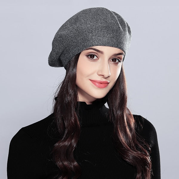 Wool Women's Winter Hats Elegant New High Quality 2019 Fashion Autumn Winter Shining Knitted Berets Hats Caps  #MZ727