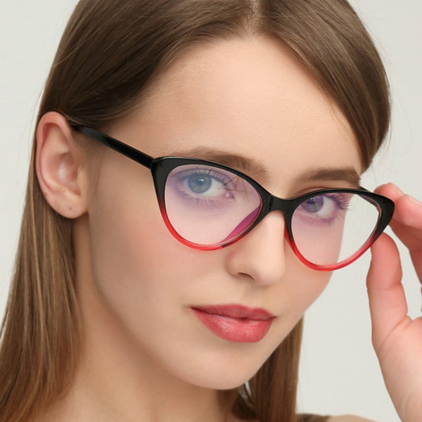 NEW Fashion Women's Computer Glasses Cat EyeGlasses Frame Female Transparent Round Glasses Anti Radiation Glasses UV400 Protect