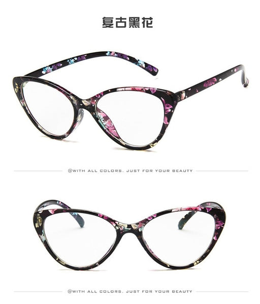 NEW Fashion Women's Computer Glasses Cat EyeGlasses Frame Female Transparent Round Glasses Anti Radiation Glasses UV400 Protect