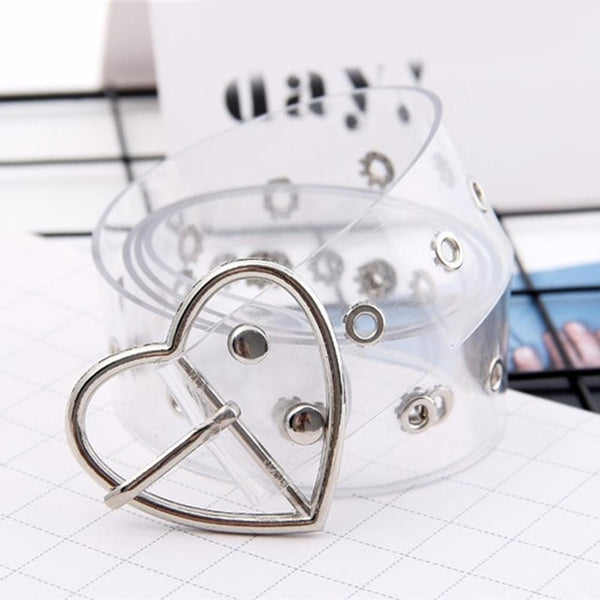 New Laser Women Belt Holographic Clear Waist Belt Metal Pin Buckle  Transparent Waist Belts for Women Belt Waistband 90cm-120cm