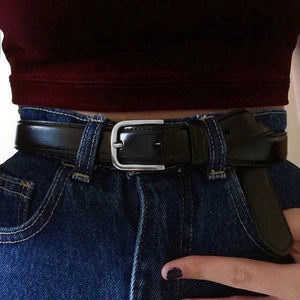 Fashion Female Antique Black Belt Metal Buckle Jeans Woman Faux Leather Belt