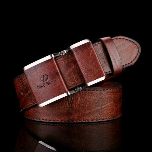 Cody Steel Male Fashion Belt Antique Men Metal Belt High Quality Smooth Buckle Jeans Belt Faux Leather Man