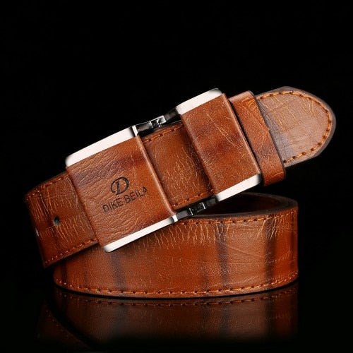 Cody Steel Male Fashion Belt Antique Men Metal Belt High Quality Smooth Buckle Jeans Belt Faux Leather Man