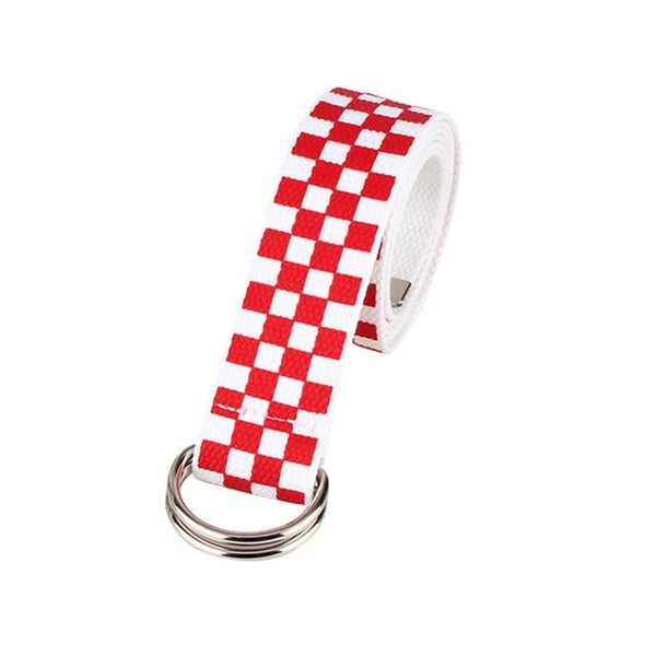 Rapcopter Women Checkerboard Belts Cummerbunds Canvas Waist Belts Casual Checkered 2019 Waistband 135cm Black White Plaid Belt