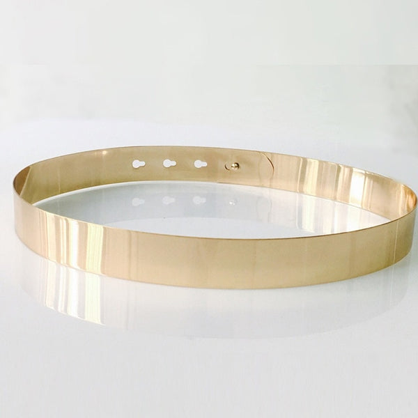 2019 Fashion Gold Silver Adjustable Metal Wide Bling Vogue Waistband Plate Ladies Chains Waist Belt Woman Mirror Waistband