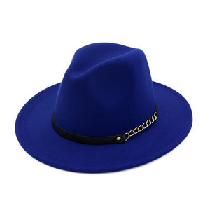 new Fashion men fedoras women's fashion jazz hat summer spring black woolen blend cap outdoor casual hat belt with metal buckle