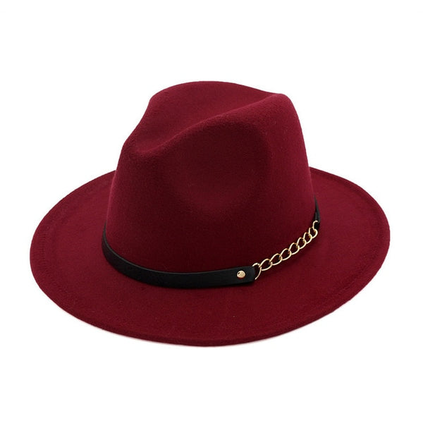 new Fashion men fedoras women's fashion jazz hat summer spring black woolen blend cap outdoor casual hat belt with metal buckle