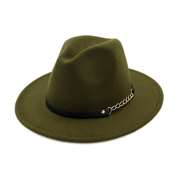 new Fashion men fedoras women's fashion jazz hat summer spring black woolen blend cap outdoor casual hat belt with metal buckle