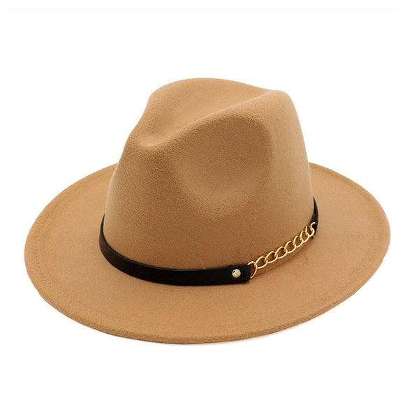 new Fashion men fedoras women's fashion jazz hat summer spring black woolen blend cap outdoor casual hat belt with metal buckle