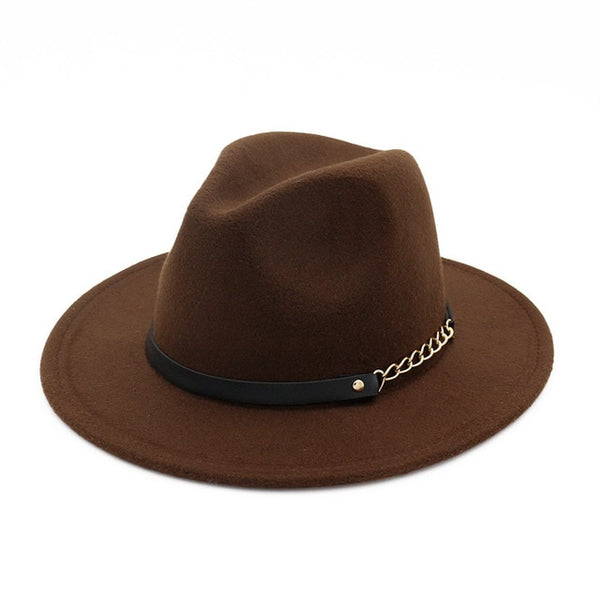 new Fashion men fedoras women's fashion jazz hat summer spring black woolen blend cap outdoor casual hat belt with metal buckle