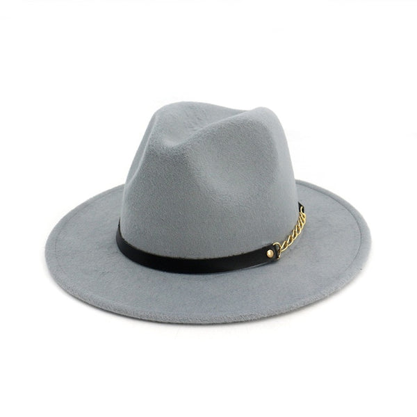 new Fashion men fedoras women's fashion jazz hat summer spring black woolen blend cap outdoor casual hat belt with metal buckle