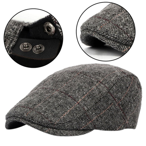 2018 Autumn And Winter Hat Men's Elderly Cricket-Cap Progress Mao England Classic Plaid Woolen Beret