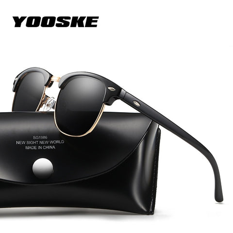 YOOSKE Retro Polarized Sunglasses Women Men Classic Brand Designer Vintage Square Sun Glasses Driving Mirror UV400 Eyeglasses