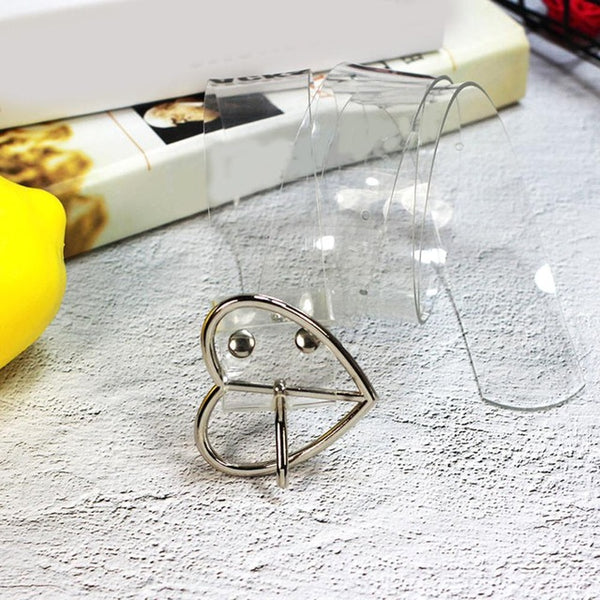 New Laser Women Belt Holographic Clear Waist Belt Metal Pin Buckle  Transparent Waist Belts for Women Belt Waistband 90cm-120cm