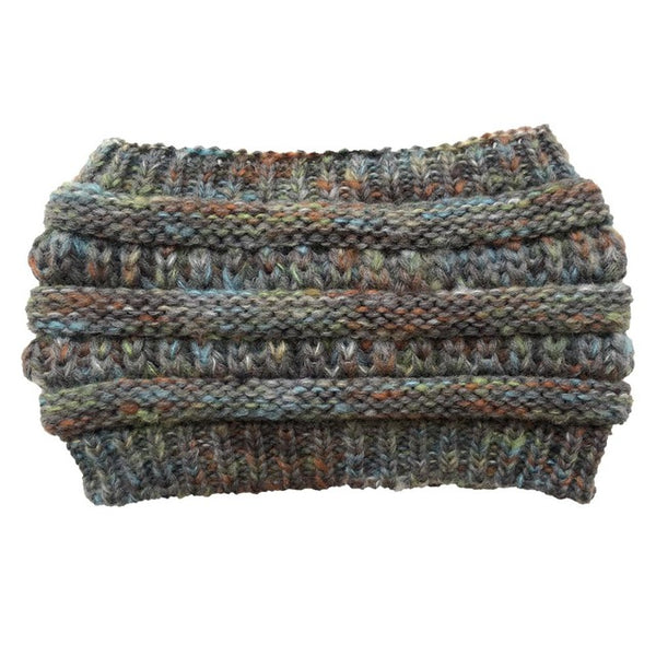 Women's Girls Stretch Knitted Wool Crochet Hats Caps Messy Bun Ponytail Beanie Holey Warm Hat Winter Warm Cap Beanies