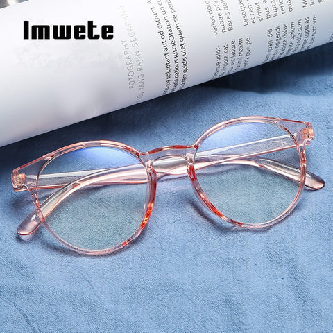 Imwete Classic Transparent Round Glasses Frame Women Clear Lens Myopia Glasses Men Vintage Eyeglasses Optical Spectacle Frames