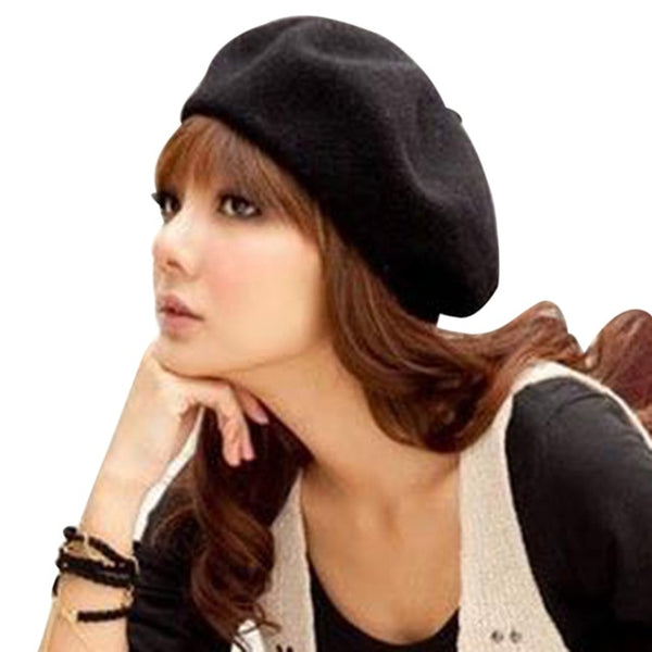 NIBESSER Warm Wool Winter Beanie Hat Solid Color Women's Girl's Beret Female French  Black White Gray Pink Boinas De Mujer