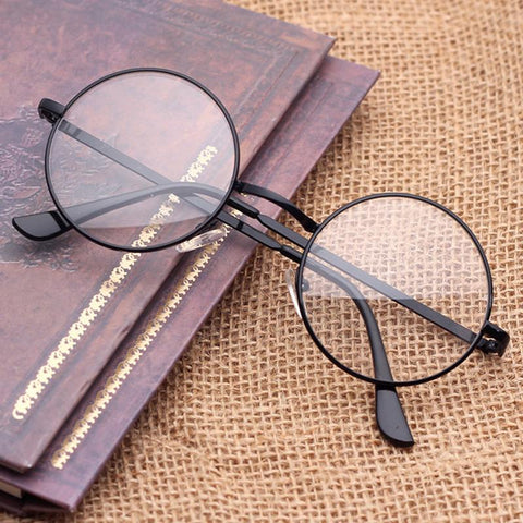 UV400 Plain Glasses Harajuku Women Men Vintage Round Metal Clear Len Glasses Frame Anti-radiation Optical Glasses Frame