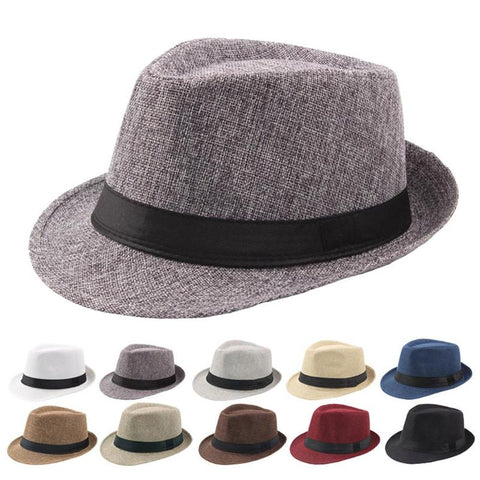 Fashion Men Fedoras Hat Women's Vintage Jazz Hat Winter Autumn Flat Top Round Caps Wide Brim Bowler Hats For Unisex