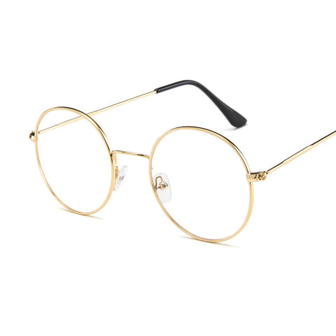 New beautiful full frame metal glasses frame student literary ultra light flat mirror men and women trend retro glasses frame.