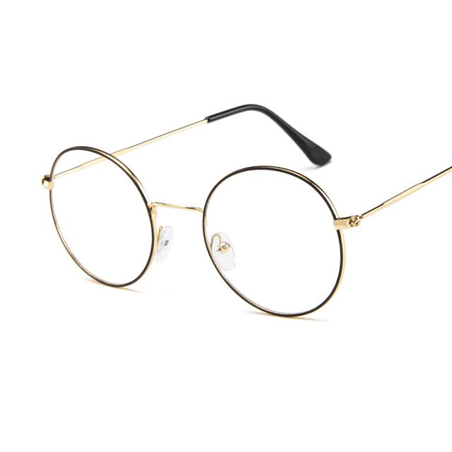 New beautiful full frame metal glasses frame student literary ultra light flat mirror men and women trend retro glasses frame.