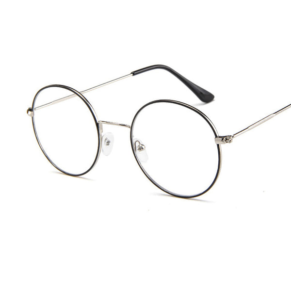 New beautiful full frame metal glasses frame student literary ultra light flat mirror men and women trend retro glasses frame.