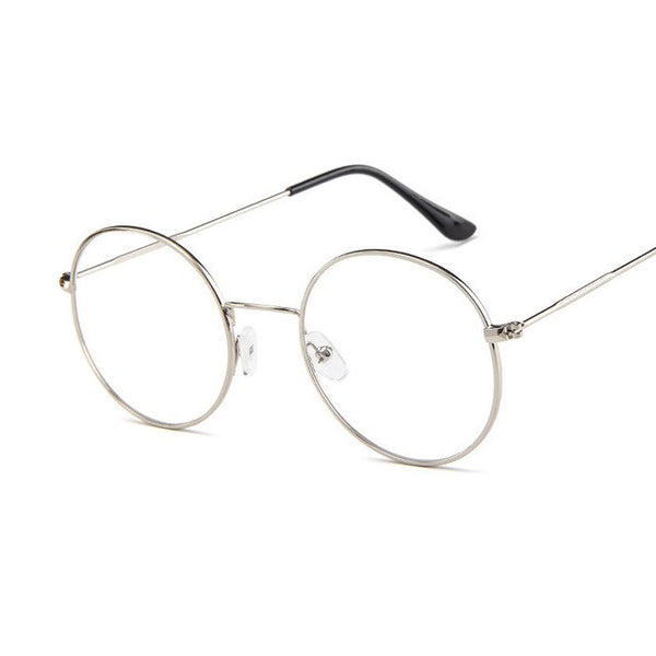 New beautiful full frame metal glasses frame student literary ultra light flat mirror men and women trend retro glasses frame.