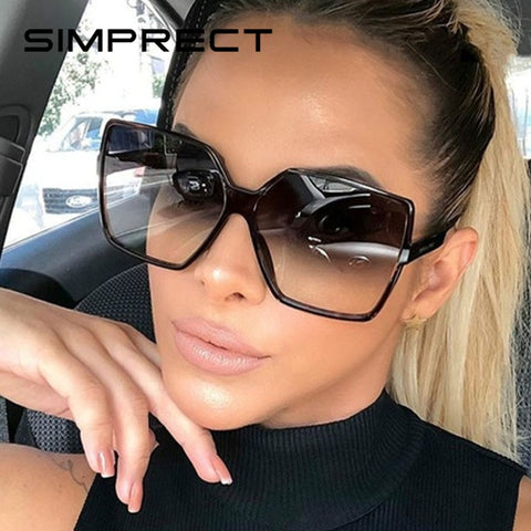 SIMPRECT Black Oversized Sunglasses Women 2019 Pink Retro Sunglasses Big Square Sun Glasses For Women Vintage Gafas De Sol Mujer