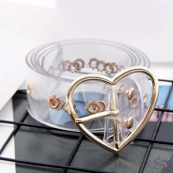 New Laser Women Belt Holographic Clear Waist Belt Metal Pin Buckle  Transparent Waist Belts for Women Belt Waistband 90cm-120cm