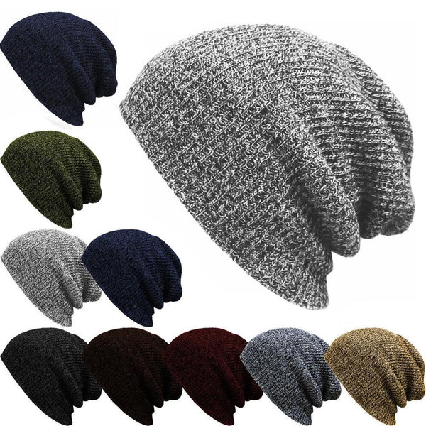 Hip Hop Knitted Cap Women's Winter Hat Casual Acrylic Slouchy Cap Warm Ski Beanie Hats Female Soft Baggy Skullies Beanies Men