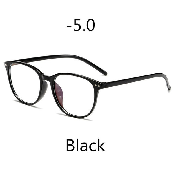 Elbru -1 -1.5 -2 -2.5 -3 -3.5 -4 -4.5 -5.0 -5.5 -6.0 Classic Rivets Myopia Glasses With Degree Women Men Black Glasses Frame