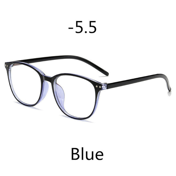 Elbru -1 -1.5 -2 -2.5 -3 -3.5 -4 -4.5 -5.0 -5.5 -6.0 Classic Rivets Myopia Glasses With Degree Women Men Black Glasses Frame