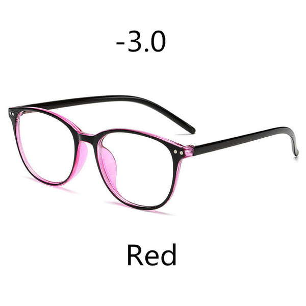 Elbru -1 -1.5 -2 -2.5 -3 -3.5 -4 -4.5 -5.0 -5.5 -6.0 Classic Rivets Myopia Glasses With Degree Women Men Black Glasses Frame