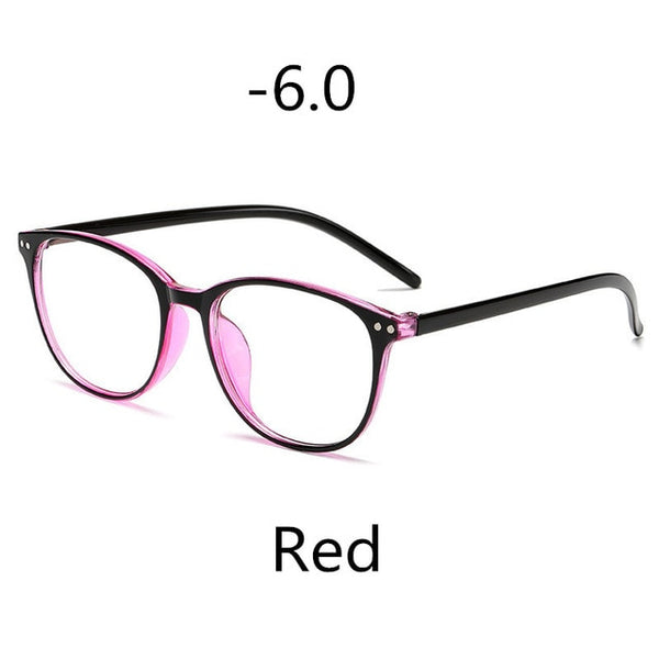 Elbru -1 -1.5 -2 -2.5 -3 -3.5 -4 -4.5 -5.0 -5.5 -6.0 Classic Rivets Myopia Glasses With Degree Women Men Black Glasses Frame