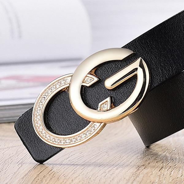 Brand belt black belt men's and women's smooth buckle designer luxury shoulder strap 2019 new casual business belt