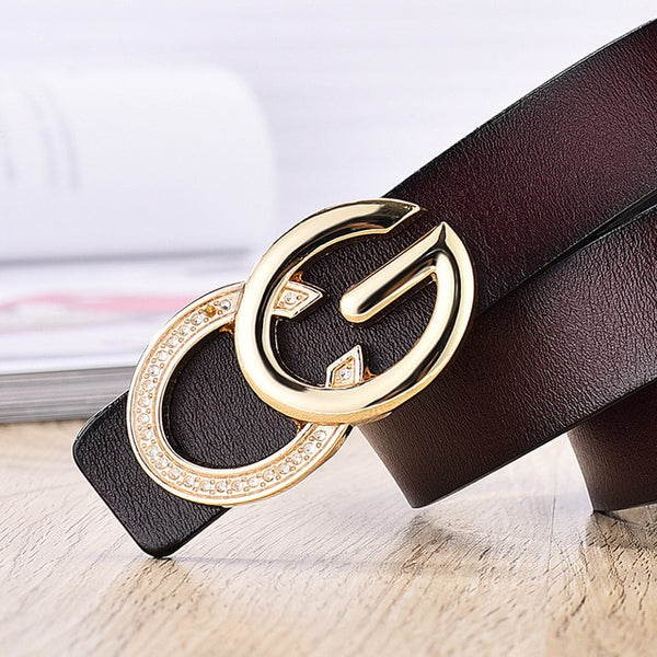 Brand belt black belt men's and women's smooth buckle designer luxury shoulder strap 2019 new casual business belt