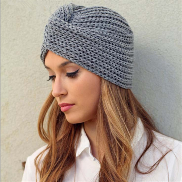 Women's Knitted Turban Hats bohemia turban cashmere cross wrap head Indian hat wool knitting  bonnet turbante cap ready to