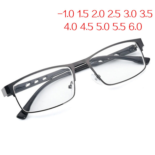 -1.5 -2 -2.5 -3 -3.5 -4 -6.0 Finished Myopia Glasses Women Men Retro Metal Frame Square Students Short Sight Eyewear for Unisex