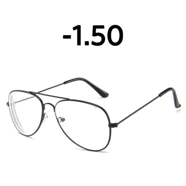 Elbru Classic Fashion Metal Finished Myopia Glasses Nearsighted Glasses Prescription Glasses Diopter -1.0 1.5 2.0 2.5 3.0 3.5 4