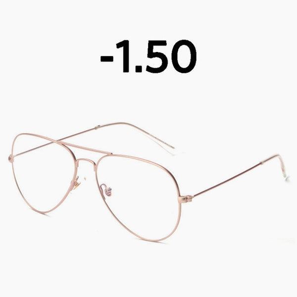 Elbru Classic Fashion Metal Finished Myopia Glasses Nearsighted Glasses Prescription Glasses Diopter -1.0 1.5 2.0 2.5 3.0 3.5 4