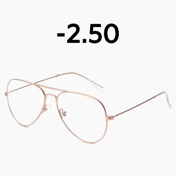 Elbru Classic Fashion Metal Finished Myopia Glasses Nearsighted Glasses Prescription Glasses Diopter -1.0 1.5 2.0 2.5 3.0 3.5 4