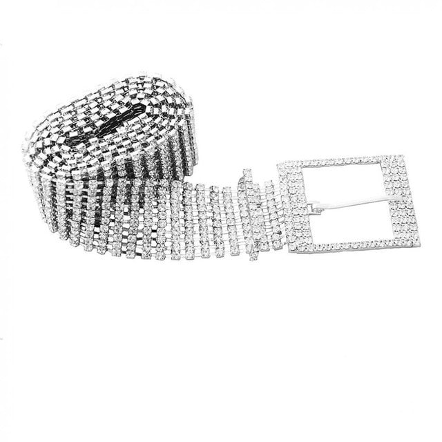 2019 Fashion Women Belts 10 Rows Full Rhinestone Shiny Waistband Casual Party Dress Belt Chain