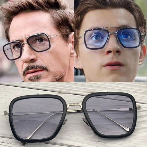 DUBERY Brand Designer Tony Stark sunglasses Men Marvel Hero Same Glasses Hot Fashion Oversize Square Lentes De Sol Hombre UV400